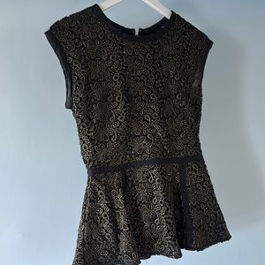Rachel Zoe black and gold top with zipper back